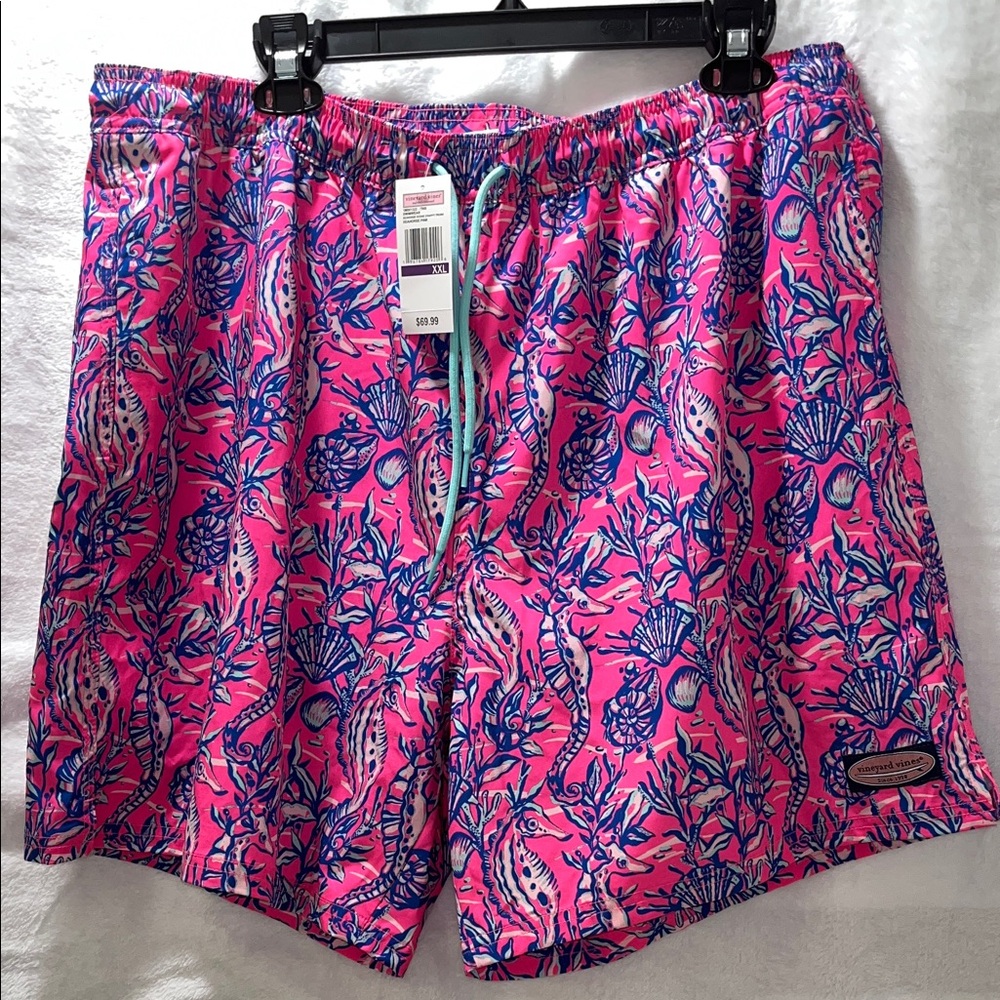 Vineyard Vines Pink Floral & Shell Print Drawstring Shorts